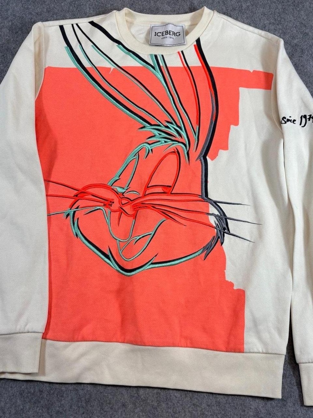 Iceberg Coral & Cream Cartoon Rabbit Crewneck Sweatshirt